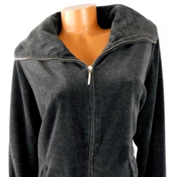 Jones New York Gray Velour Zip Up Jacket - Picture 1 of 6